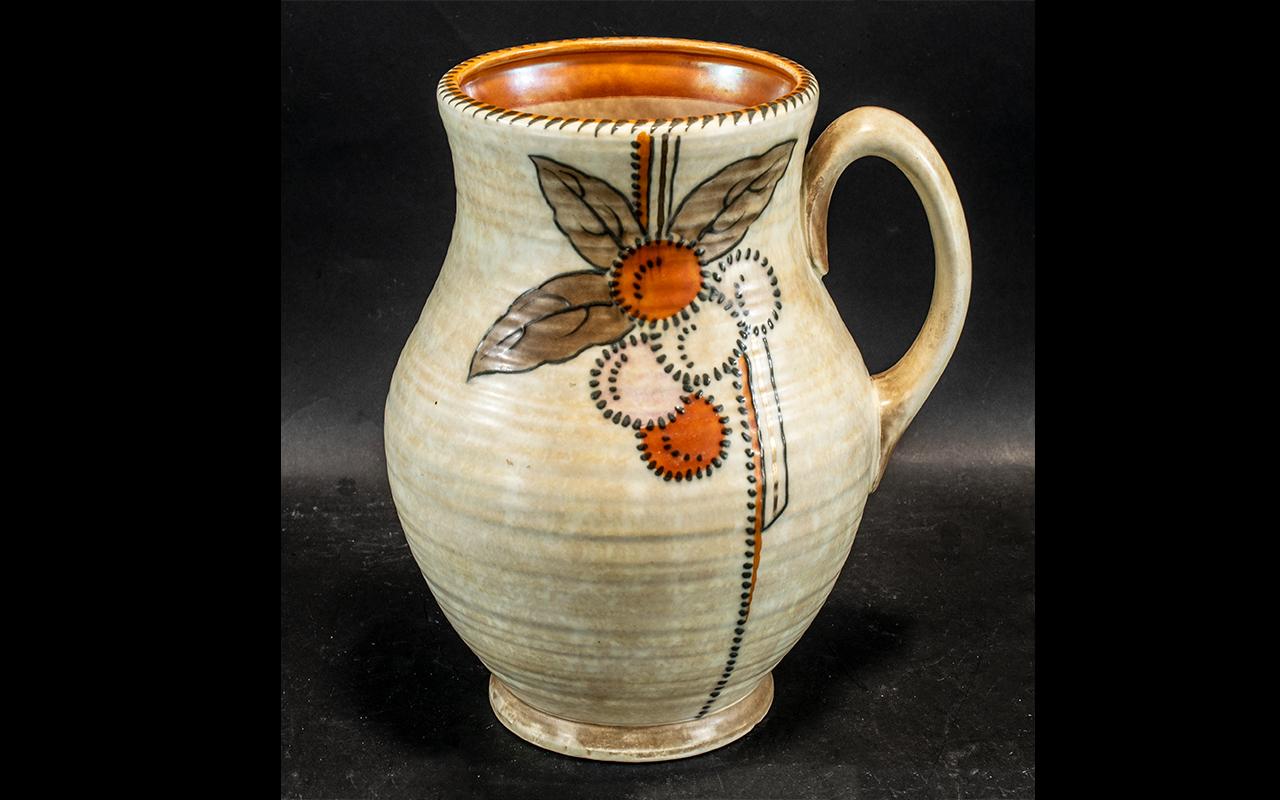 Crown Ducal Charlotte Rhead One Handled Jug, With Stamps to Base - 145, C.