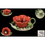 Franz - Fine Porcelain Signed ' Red Poppy ' Cup and Saucer. Model No F200799.