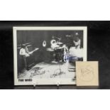 The Who Autographs on 10" x 8" photo, Roger Daltrey, Pete Townsend, John Entwistle,