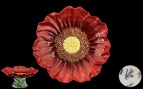 Franz - Fine Porcelain ' Red Poppy ' Small Pedestal Dish,