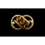 Antique Citrine Pinchbeck Brooch. Gold P