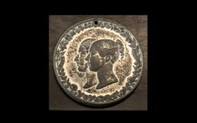 Victorian Silvered Double Headed Medalli