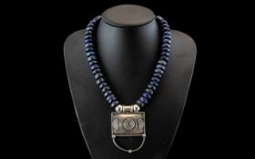 Tribal Silver & Lapis Lazuli Beaded Neck