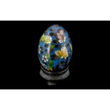 Small Chinese Cloisonne Enameled Egg wit