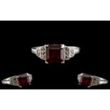 Ruby and Zircon Ring, a square cut, 2.5c