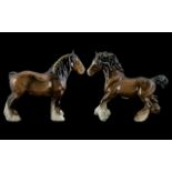 Beswick Pair of Hand Painted Shire Mares