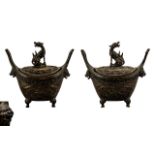 Ching Dynasty Pair of Finely Cast Heavy