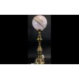 Brass Ornate Table Lamp with Pink Mottle