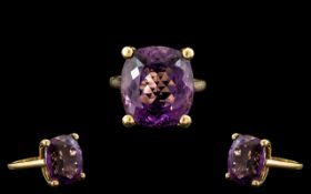18ct Yellow Gold - Superb Large Amethyst