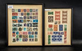 Two Glazed and Framed Stamp Sheets conta