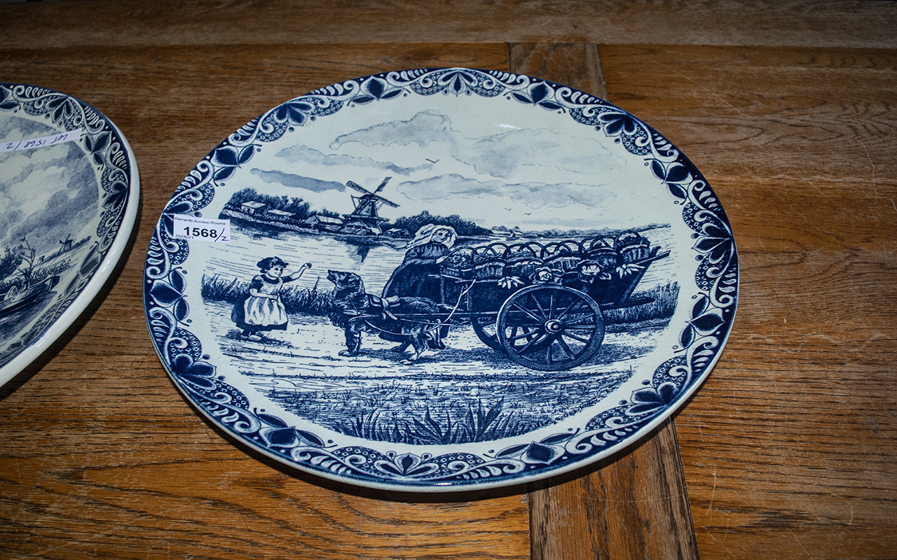 Two Large Dutch Delft Chargers depicting - Bild 2 aus 2