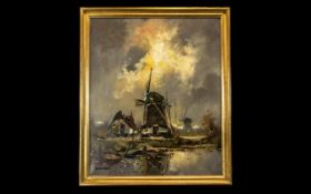 Dutch Oil Painting on Canvas Depicting a