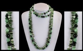 Antique Jade Bead Necklace of Varying Co