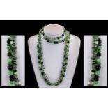 Antique Jade Bead Necklace of Varying Co