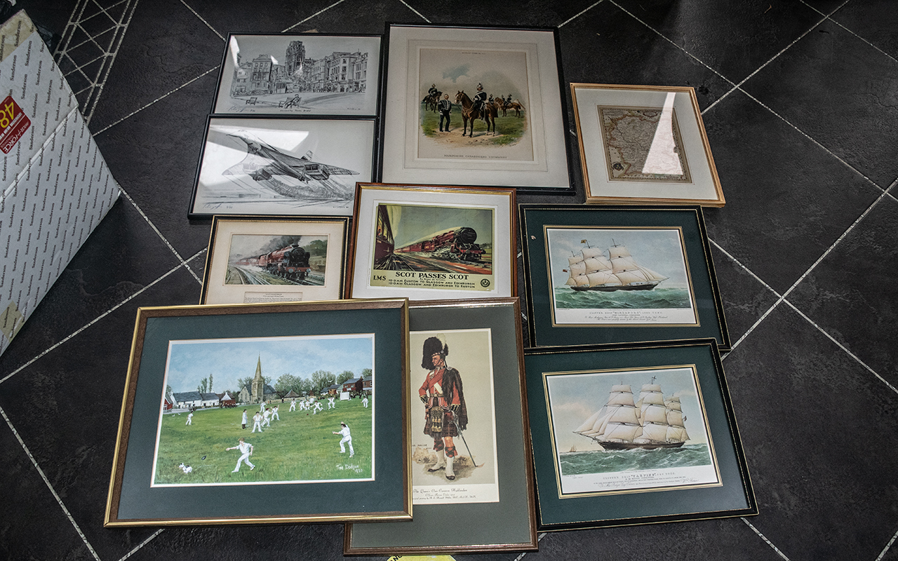 A Collection of Framed Prints ten in tot