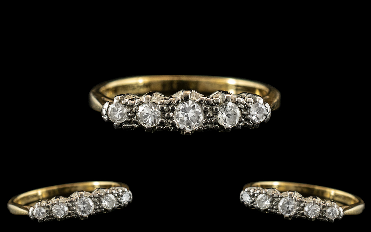 18ct Gold and Platinum 5 Stone Diamond R