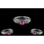 Ladies - Attractive 10ct White Gold Pink