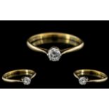 18ct Gold and Platinum Single Stone Diam