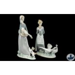 Lladro - Pair of Hand Painted Porcelain