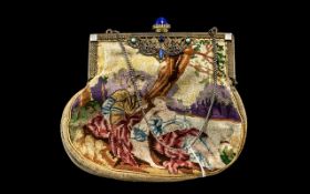 1920s Elegant Embroidered Ladies French Opera Bag, encrusted with opalenes,