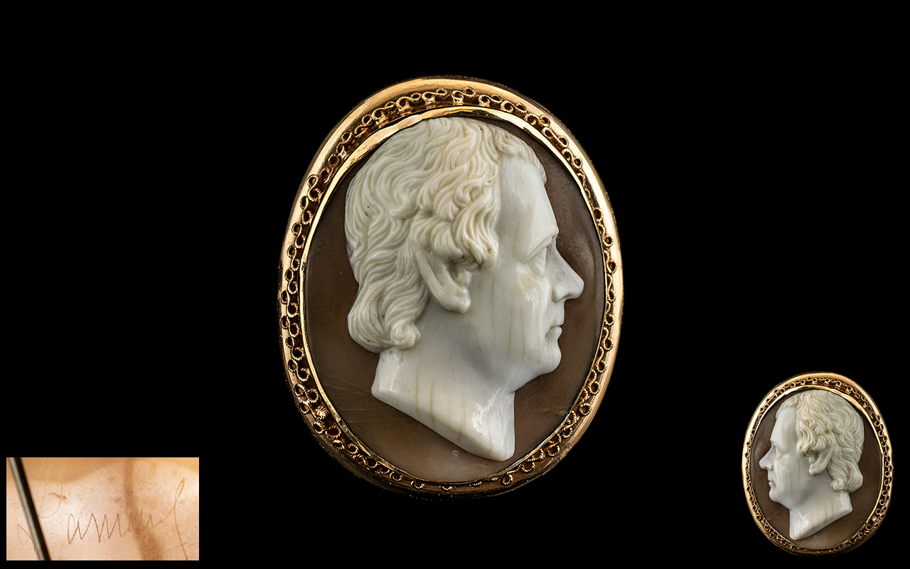 An Important Antique Oval Portrait Bust Cameo of Fine Quality - Of a Dignified Gentleman, Carved - Bild 2 aus 3