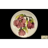 Moorcroft - Large Tubelined Cabinet Plate ' Coral Hibiscus ' Design on Cream Ground.