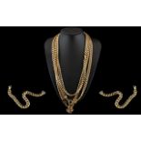 Collection Of Three Heavy Modern Gold Plated Flat Curb Necklaces,