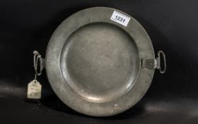 Antique Pewter Hot Water Dish, maker's stamp to base, Townsend and Compton, c1800,