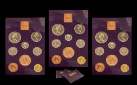 Three Sets of Cased Coinage of Great Britain & Northern Ireland 1970, Royal Mint,