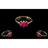 Ruby Marquise Trio and Diamond Ring, three marquise cut rubies,