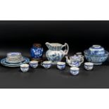 Collection of Blue & White Porcelain, to include a Wood & Sons Jug, and Adams Bowl, Shellware cups,