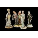 Collection of Four Capodimonte Figures, comprising a pair of tramps, an elegant lady,