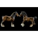 Beswick Pair of Hand Painted Shire Mares. Both In Mint Condition / 1st Quality. Heights 8.5 Inches -