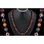 Early Milleflori Beaded Necklace of Wonderful Colours with Screw Clasp. c.1920's.