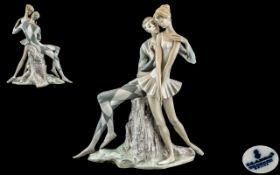 Lladro - Large and Impressive Hand Painted Porcelain Figure ' Idyl ' Ballet Dancers.