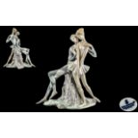 Lladro - Large and Impressive Hand Painted Porcelain Figure ' Idyl ' Ballet Dancers.