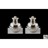 A Fine Pair of Victorian Period Sterling Silver Miniature Pepperettes of Pleasing Form,