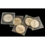 Five Canadian Silver Dollars, dated 1961, 63, 64,