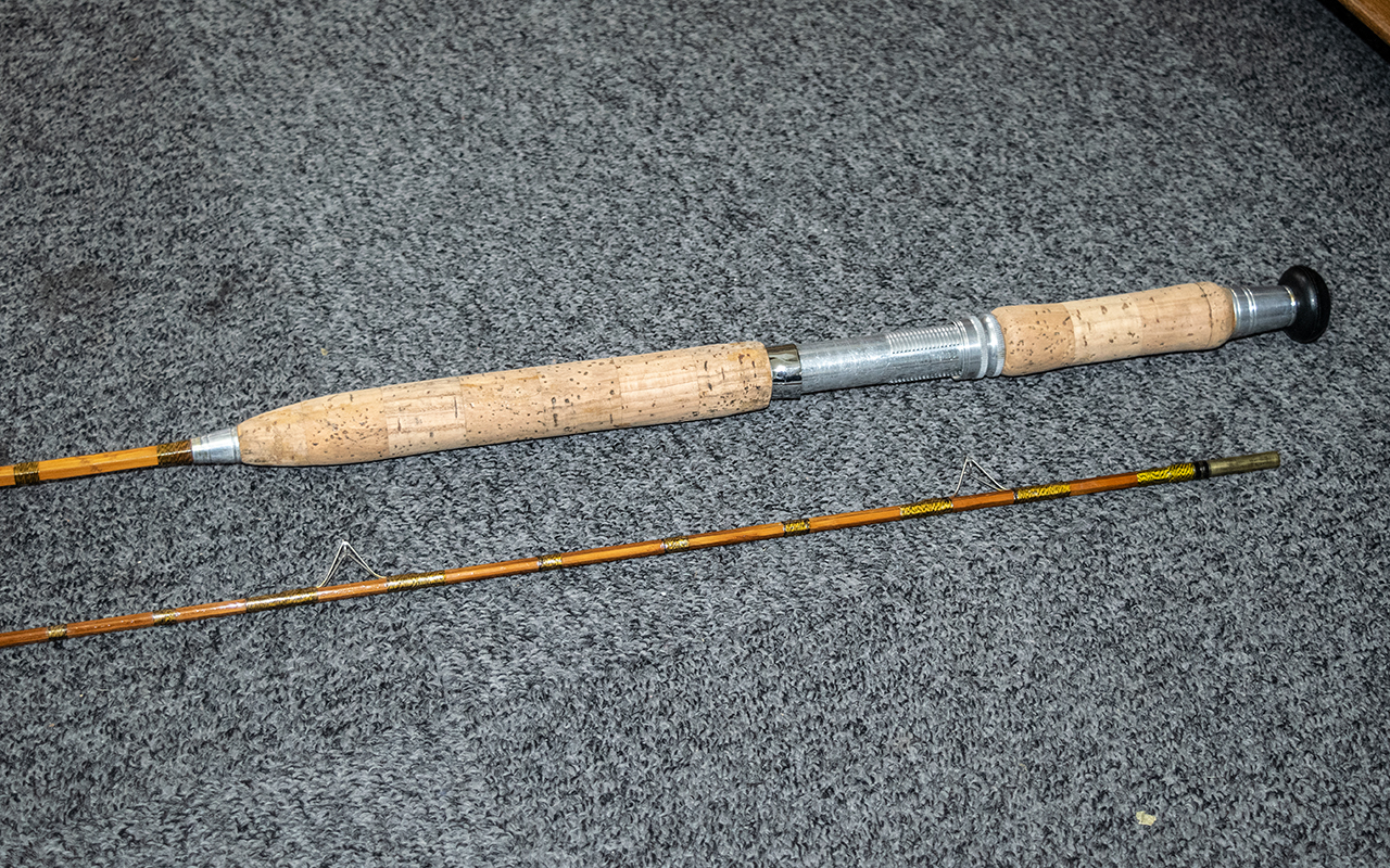 Two Unmarked Cane Two Piece Fishing Rods, both in canvas holders, - Image 9 of 15