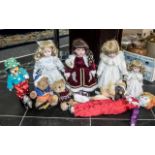 Collection of Dolls & Toys, comprising four bisque headed dolls in Victorian costume,