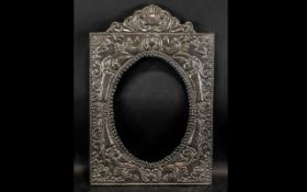 Large Antique Silver Italian Embossed Frame, stamped 925,