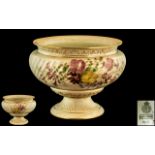 Royal Worcester Hand Painted - Large / Impressive Blush Ivory Pedestal Bowl,
