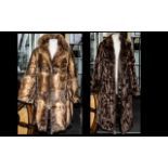 Full Length Dark Brown Mink Coat fully lined in brown sateen fabric, with two slit pockets,