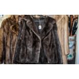 Quality Dark Brown Mink Jacket, by Fishers of Preston, with collar and reveres,
