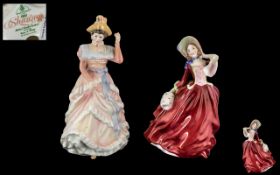 Royal Doulton Pair of Hand Painted Porcelain Figures. Comprises 1/ Autumn Breezes HN1934.