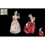 Royal Doulton Pair of Hand Painted Porcelain Figures. Comprises 1/ Autumn Breezes HN1934.