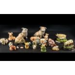 Collection of Pig Figures, comprising 'Pigs in Bloom' series 'Poppy' and 'Daisy' on wooden mounts,