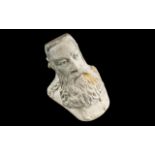A 19th Century Clay Pipe Modelled Bust of Patriarch Nikon of Moscow born Nikita Minin in 1605,