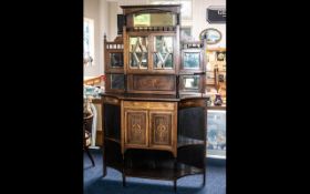 Edwardian Rosewood Chiffonier Cabinet, profusely inlaid with classical motifs, with a cabinet