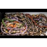 Collection of Quality Bead and Shell Necklaces, including lilac and amber polished stones,